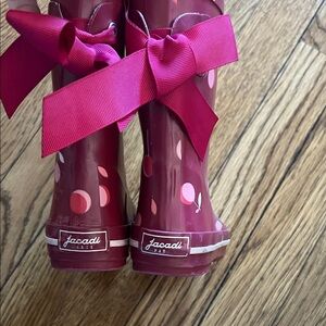 Jacadi Berry-Pink Cherry Bow Rain Boots for Kids